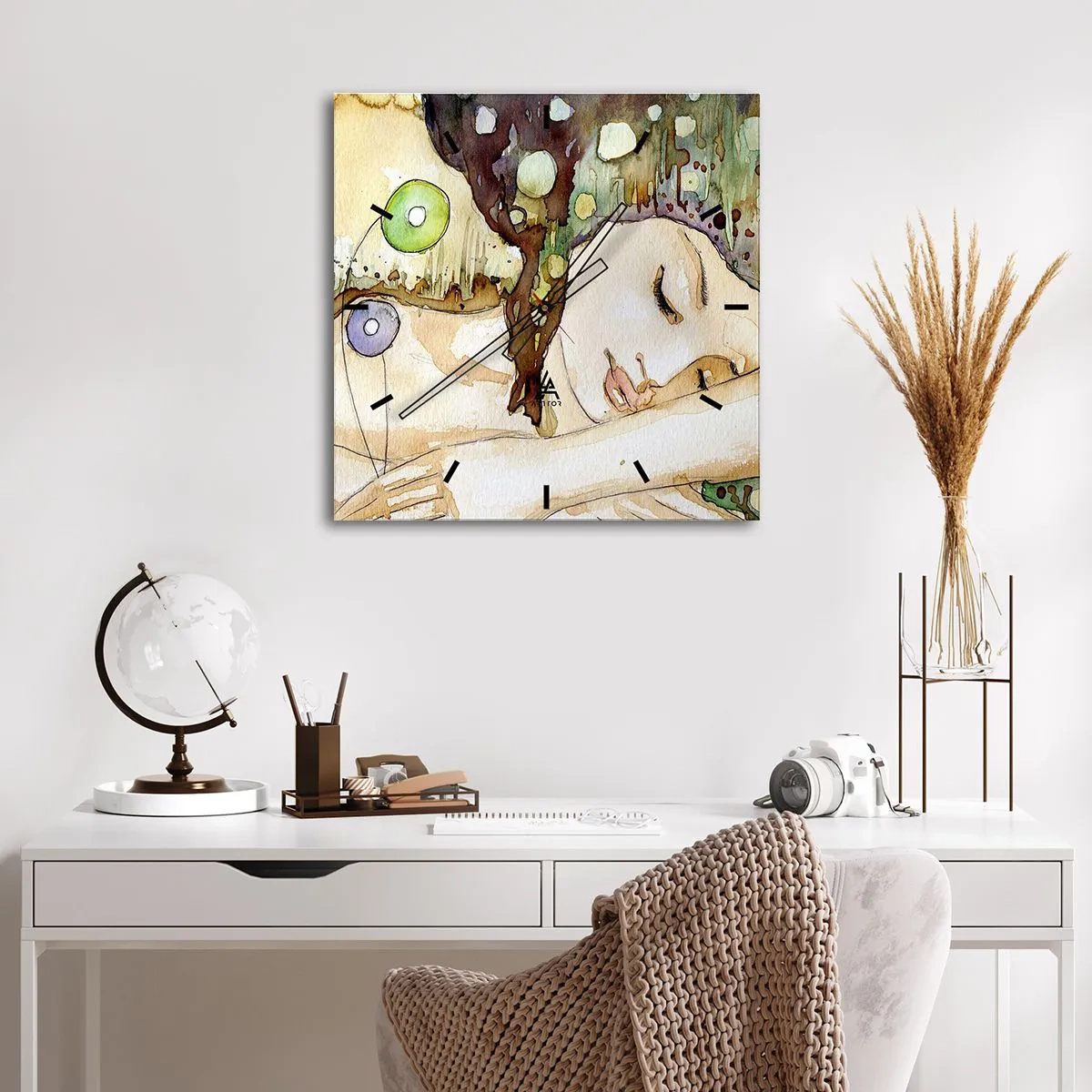 Vægur, Uret - Smaragd-violet drøm - 40x40 cm