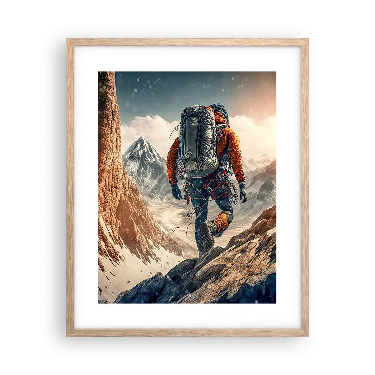 Plakat i ramme af lyst egetræ - Ensom kriger - 40x50 cm