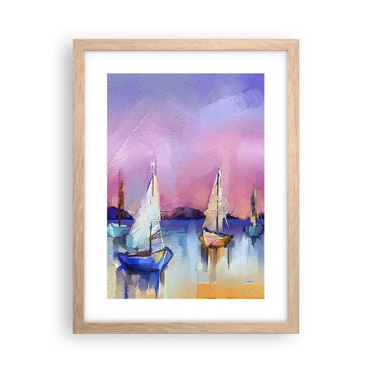 Plakat i ramme af lyst egetræ - Retning: brede farvande - 30x40 cm