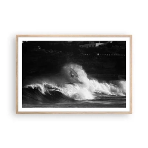 Plakat i ramme af lyst egetræ - Udfordring accepteret! - 91x61 cm