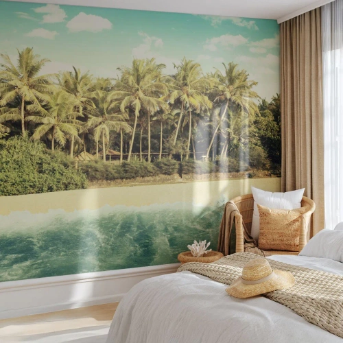 Fototapet Selvklæbende Deluxe Sticker - Hvad med her? - Landskab, Strand, Kokospalme - 350x256 cm