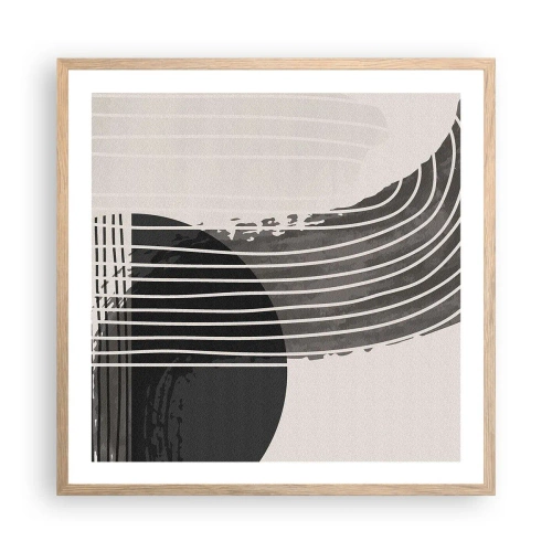 Plakat i ramme af lyst egetræ - Derhen og tilbage - 60x60 cm