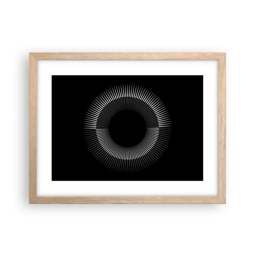 Plakat i ramme af lyst egetræ - Sort sol - 40x30 cm