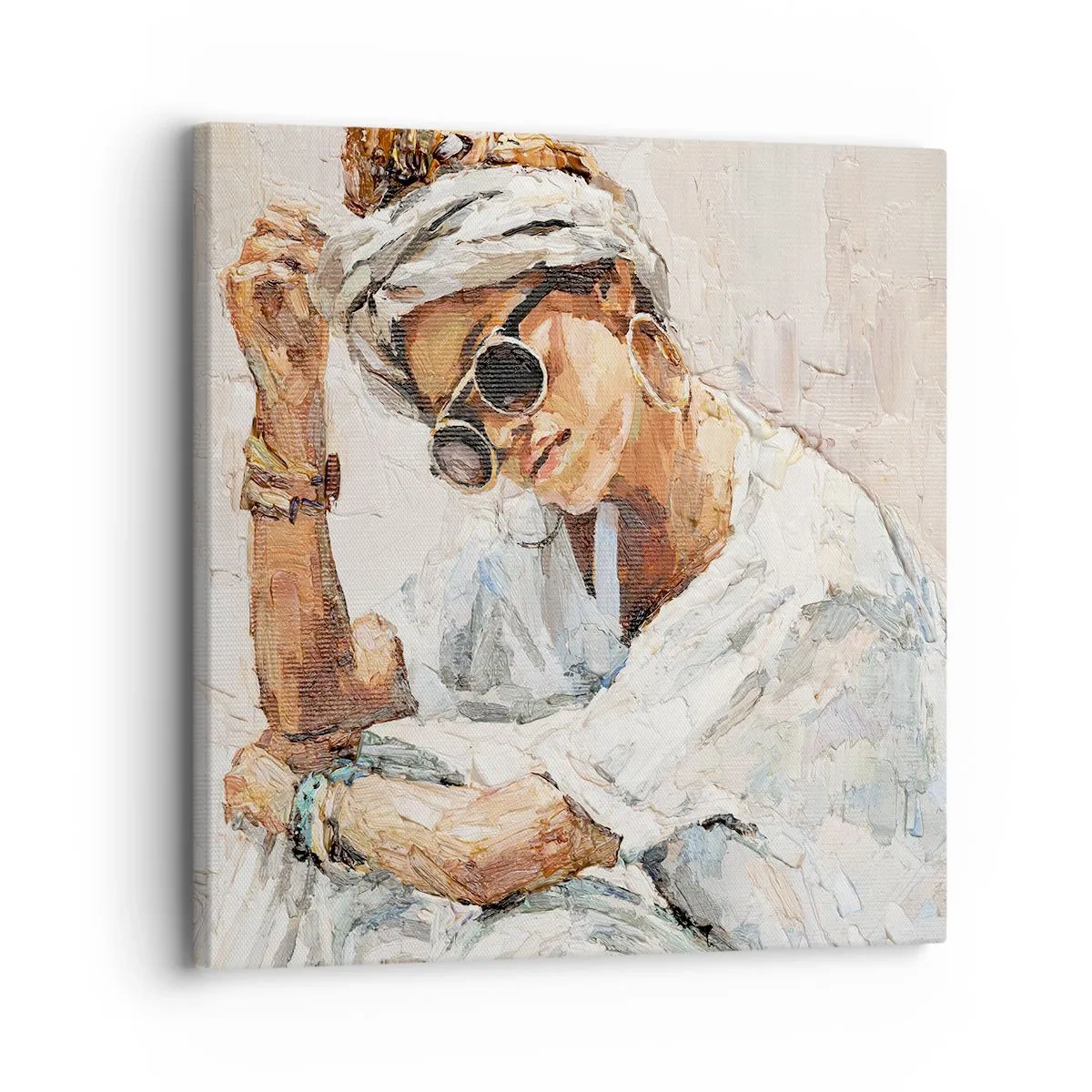 Lærredstryk - Billede på lærred - Portræt i fuldt sollys - 30x30 cm