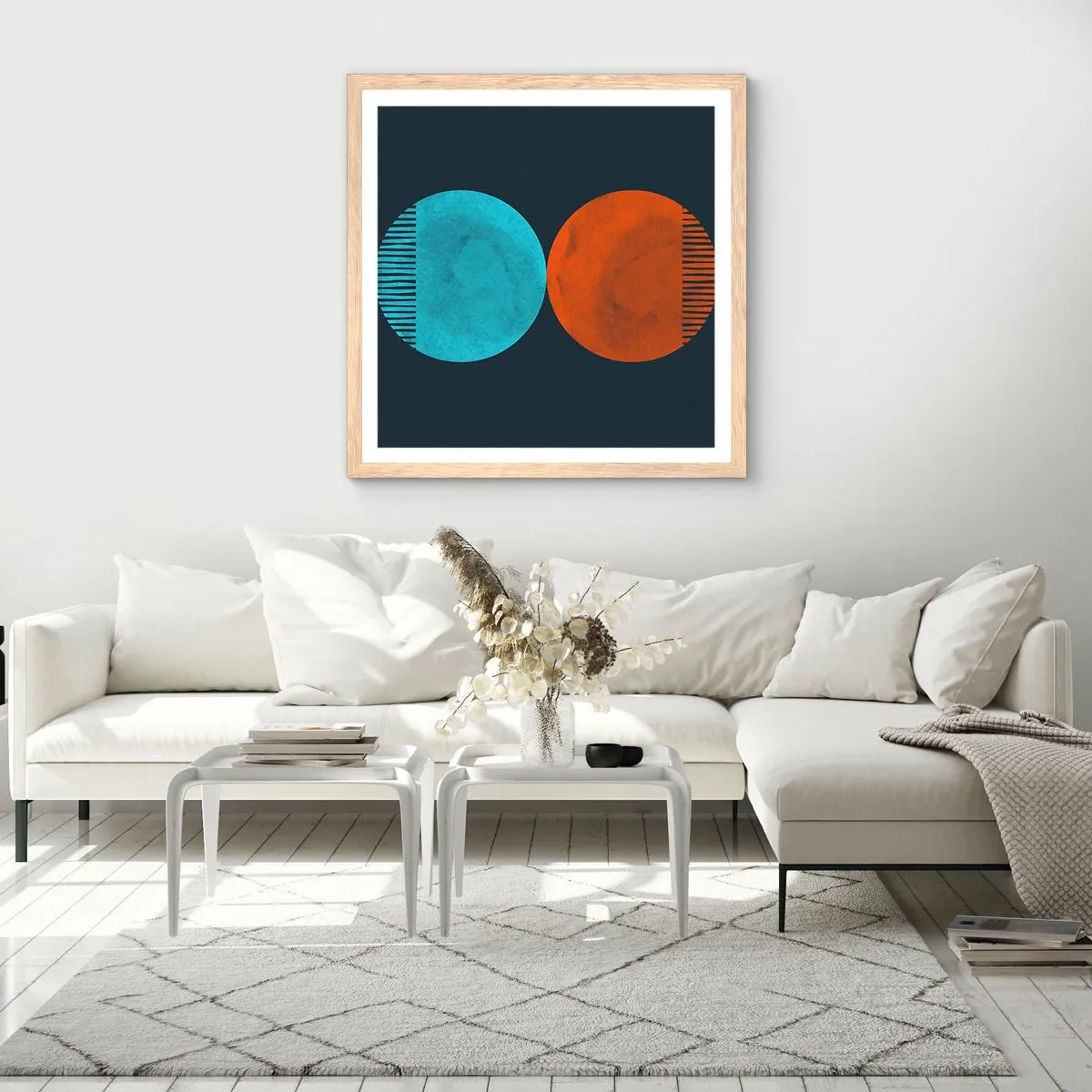 Plakat i ramme af lyst egetræ - Kun geometri? - 30x30 cm