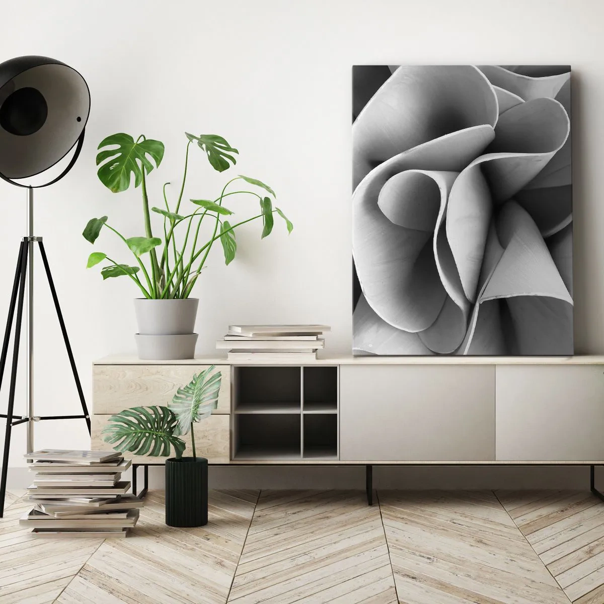 Lærredstryk - Billede på lærred - Hvad der sker i rummet - 65x120 cm