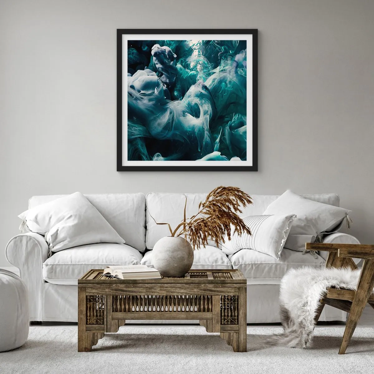 Plakat i sort ramme - Farvebevægelse - 40x40 cm