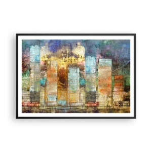Plakat i sort ramme - Solrig metropol - 100x70 cm