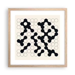 Plakat i ramme af lyst egetræ - Kinesisk spil - variation - 40x40 cm