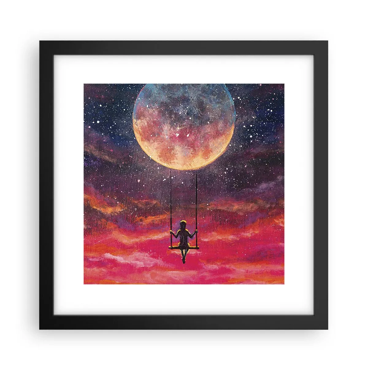Plakat i sort ramme - Glæd dig i skyerne - 30x30 cm
