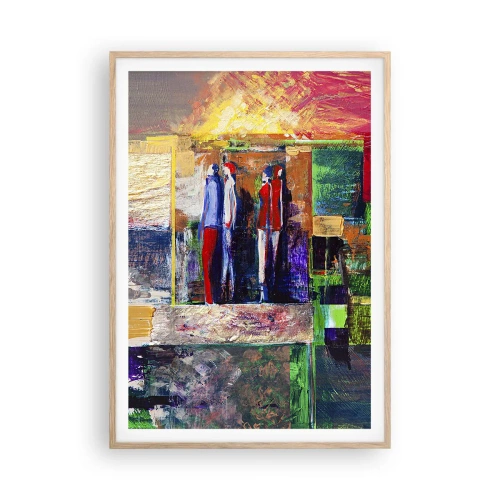 Plakat i ramme af lyst egetræ - Forhold og følelser - 70x100 cm