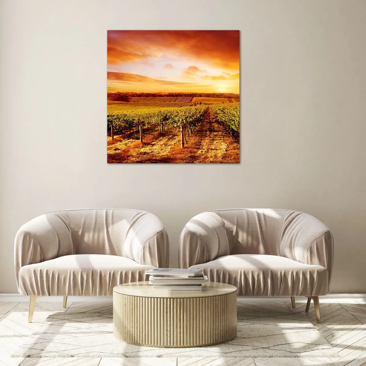 Billede på glas - Delikat frugtagtig med et strejf af solskin - 60x60 cm