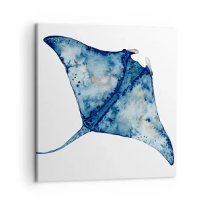 Lærredstryk - Billede på lærred - Liv i blåt - 50x50 cm