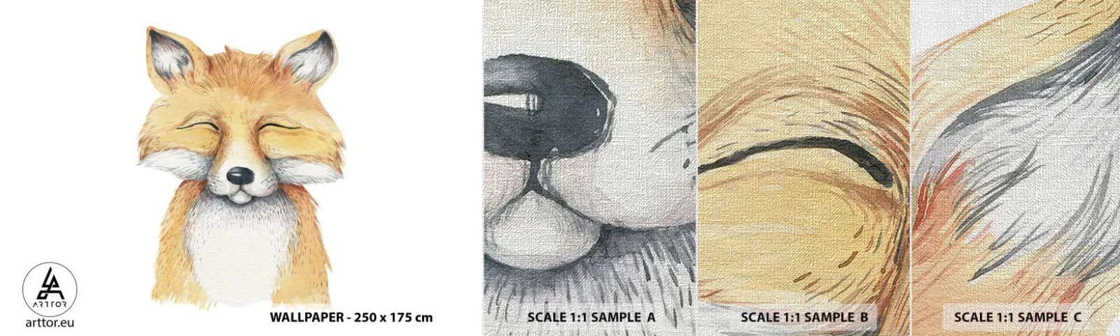 Prøve Fototapet Premium Canvas - Rævehumor - For børn, Ræv, Venskab - 100x30 cm