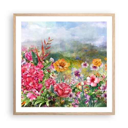 Plakat i ramme af lyst egetræ - En have, der er gået amok - 60x60 cm