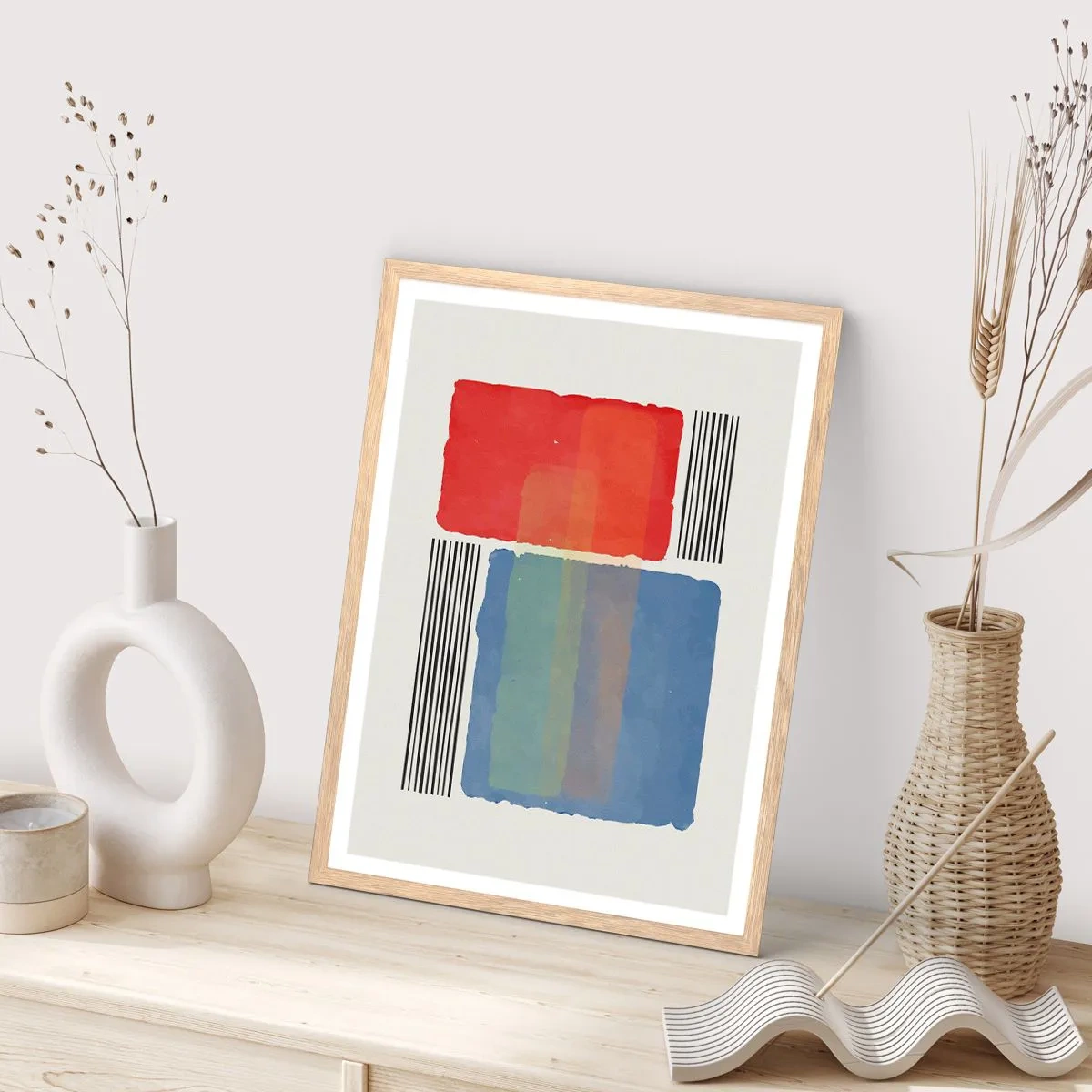 Plakat i ramme af lyst egetræ - Geometriens ånd og bogstav - 40x50 cm