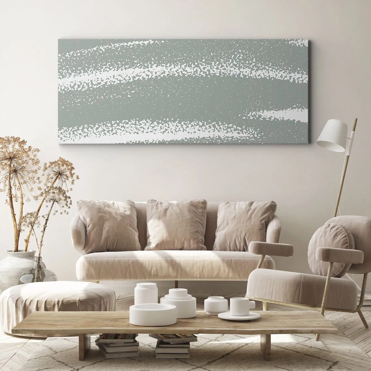 Lærredstryk - Billede på lærred - Abstraktion i vinterstemning - 100x40 cm