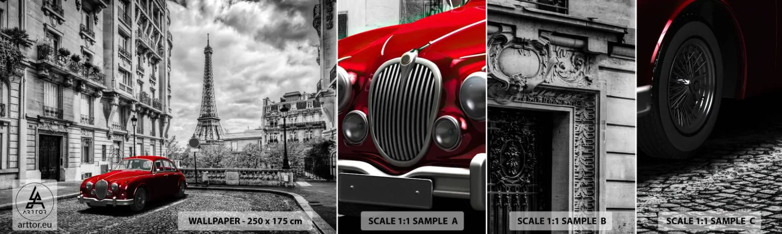 Prøve Fototapet Selvklæbende Deluxe Sticker - Rovdyr i byen - By, Eiffeltårnet, Paris - 100x30 cm