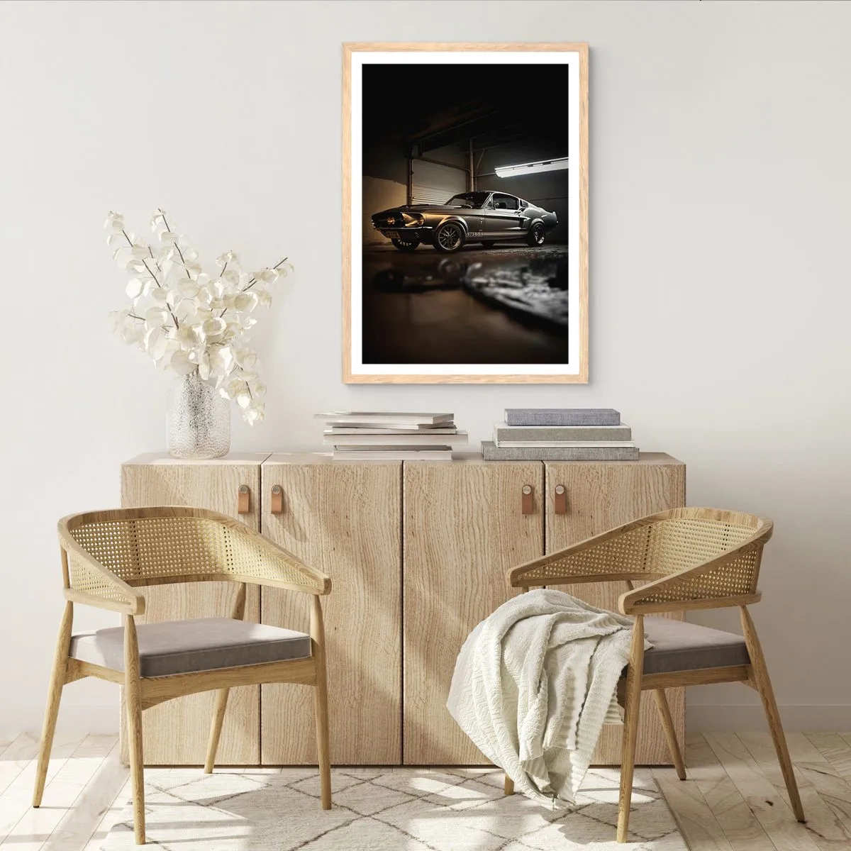 Plakat i ramme af lyst egetræ - Tilbage til fortiden - 61x91 cm