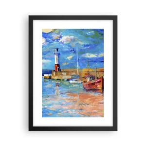 Plakat i sort ramme - Eftermiddag i regnbuebugten - 30x40 cm