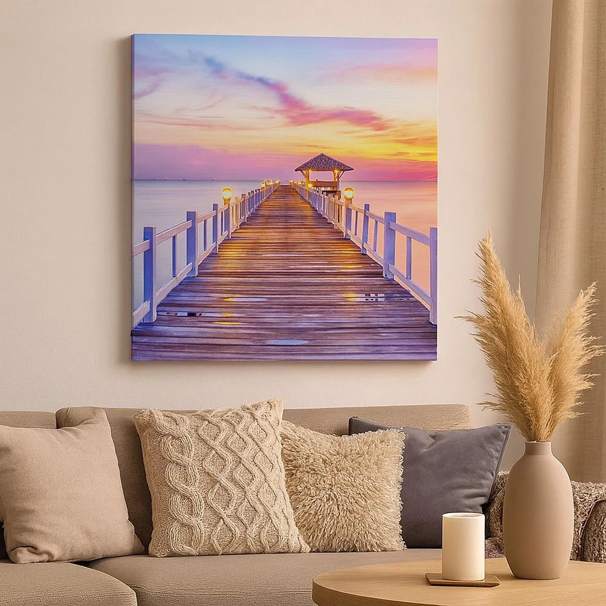 Lærredstryk - Billede på lærred - Lilagylden stilhed om aftenen - 30x30 cm