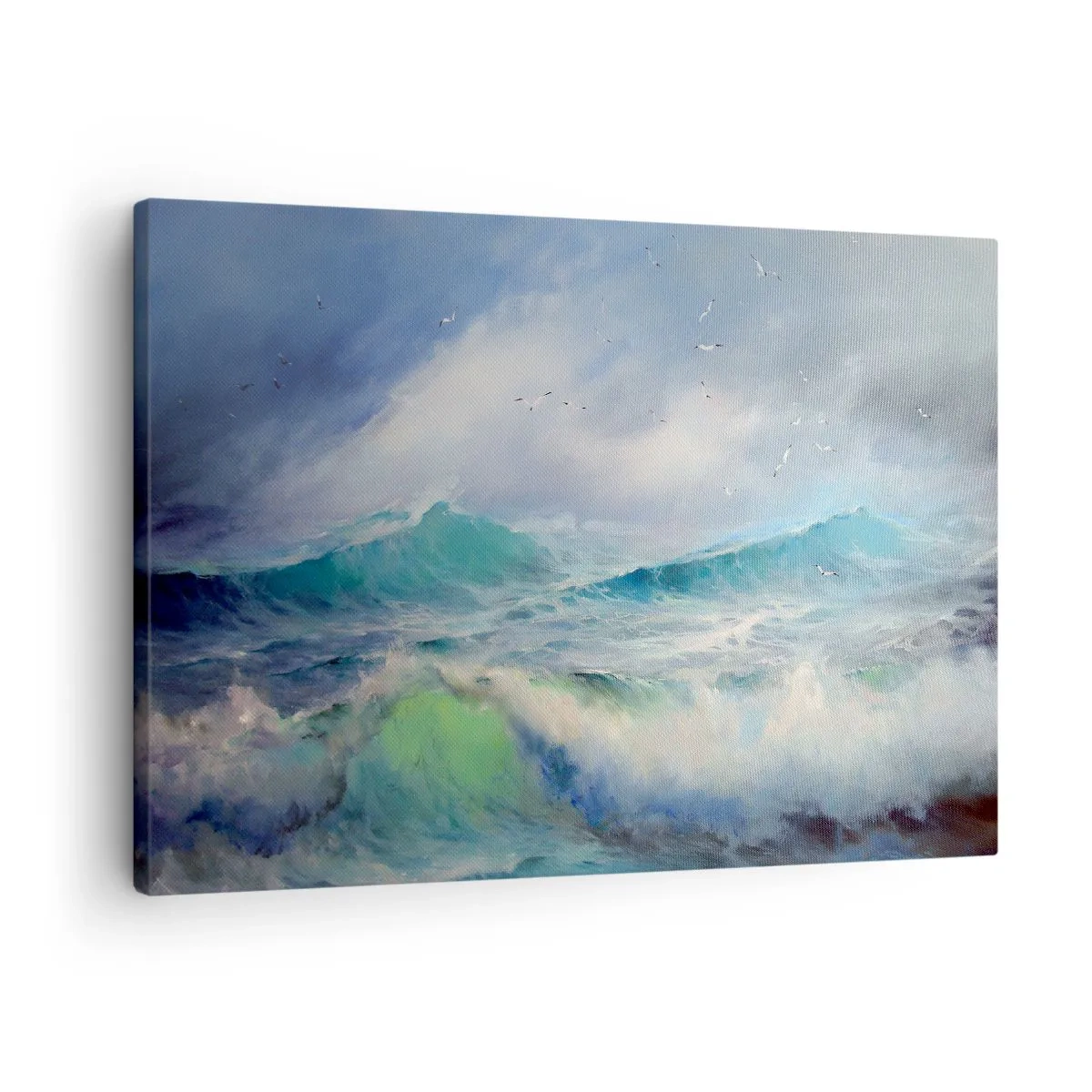 Lærredstryk - Billede på lærred - Hårde bølger på havet - 70x50cm - "Hvirvelvinden hylede af triumf ...’ - Moderne vægdekoration til stue og soveværelse ARTTOR