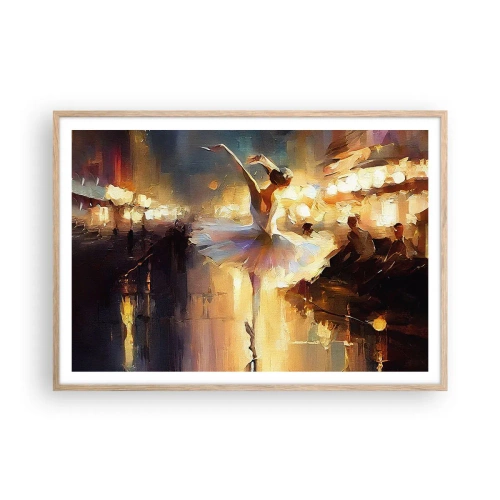 Plakat i ramme af lyst egetræ - Et mirakel på gaden - 100x70 cm