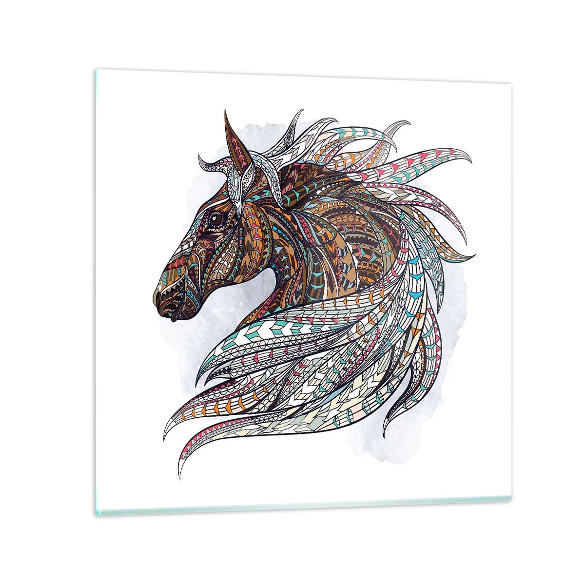 Billede på glas - Den keltiske krigers hest - 70x70 cm