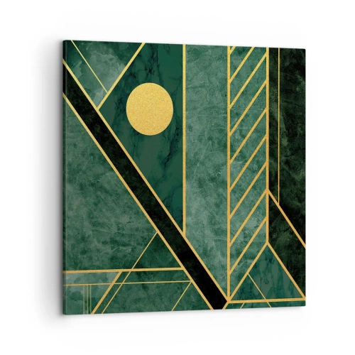 Lærredstryk - Billede på lærred - Dynamikken i guld og azurblå - 50x50 cm