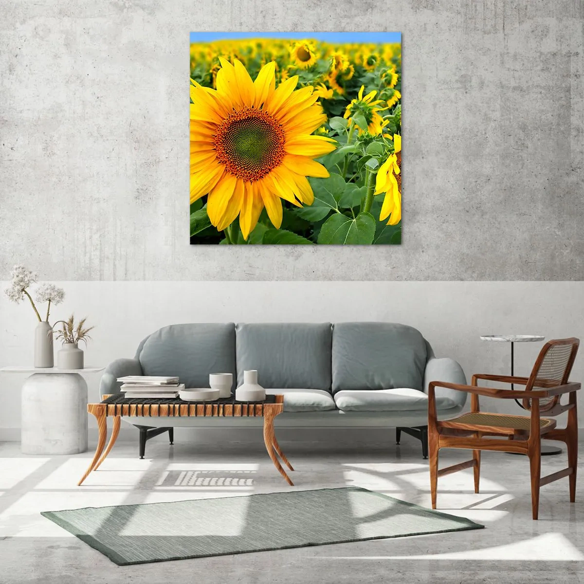 Billede på glas - Hundredvis af sole blussede op - 30x30 cm