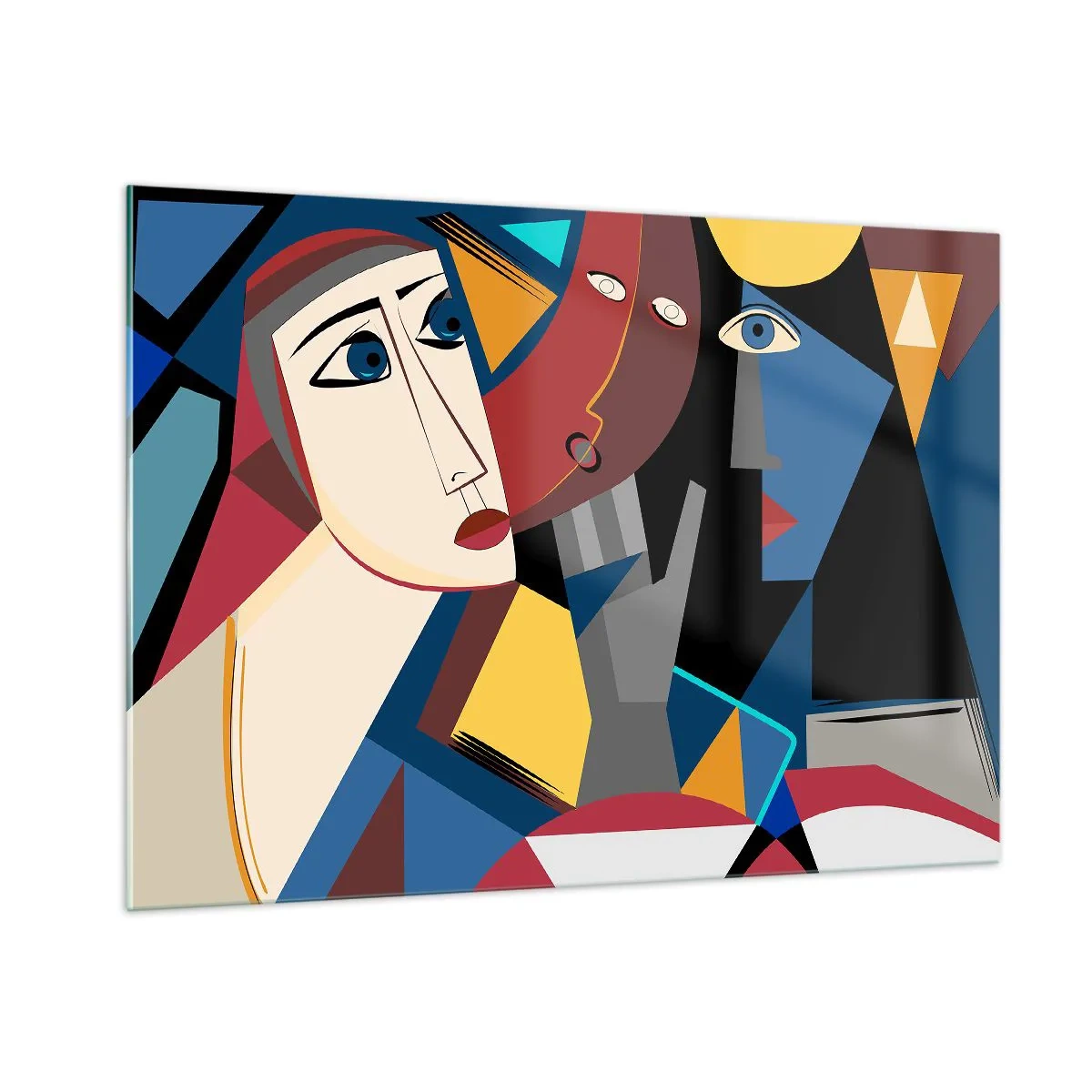 Billede på glas - Kubistisk samtale - 100x70 cm