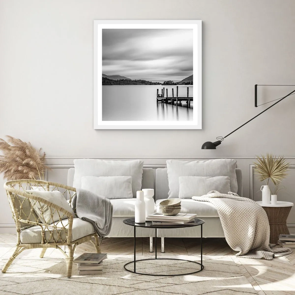 Plakat i hvid ramme - Mildhed og styrke - 50x50 cm