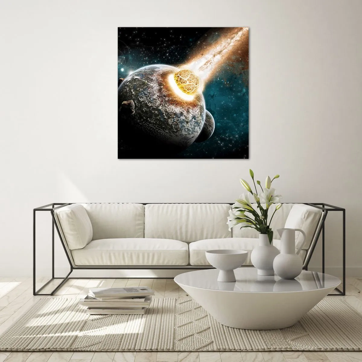 Billede på glas - Udslettelse eller fødsel? - 70x70 cm