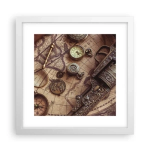 Plakat i hvid ramme - Opkald til eventyr - 30x30 cm