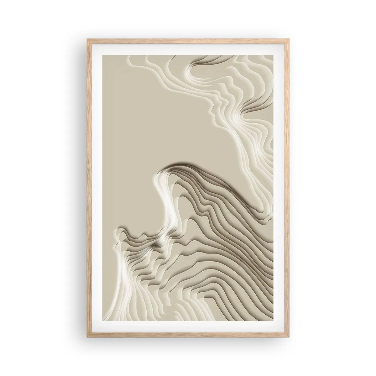 Plakat i ramme af lyst egetræ - Kunstens topografi - 61x91 cm
