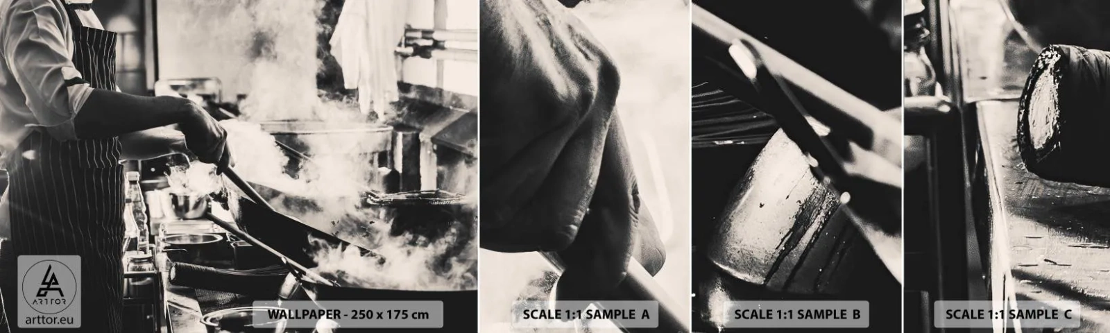 Fototapet Prøve Standard Eco - Smagernes alkymi - Køkken, Gastronomi, Restaurant - 100x30 cm