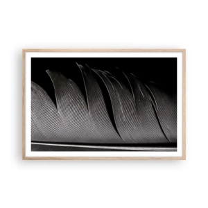 Plakat i ramme af lyst egetræ - Fjer - en vidunderlig konstruktion - 91x61 cm