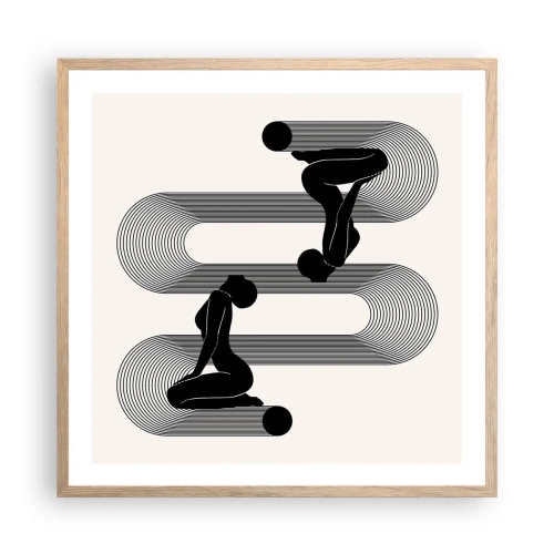 Plakat i ramme af lyst egetræ - Sensuel symmetri - 60x60 cm