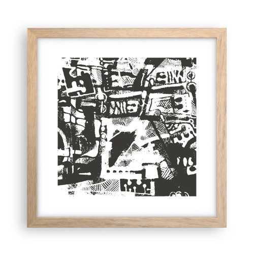 Plakat i ramme af lyst egetræ - Orden eller kaos? - 30x30 cm