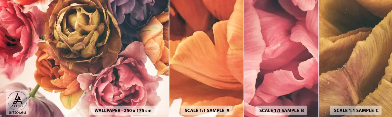 Prøve Fototapet Selvklæbende Deluxe Sticker - Fejring af livet - Buket blomster, Blomster, Pæon - 100x30 cm