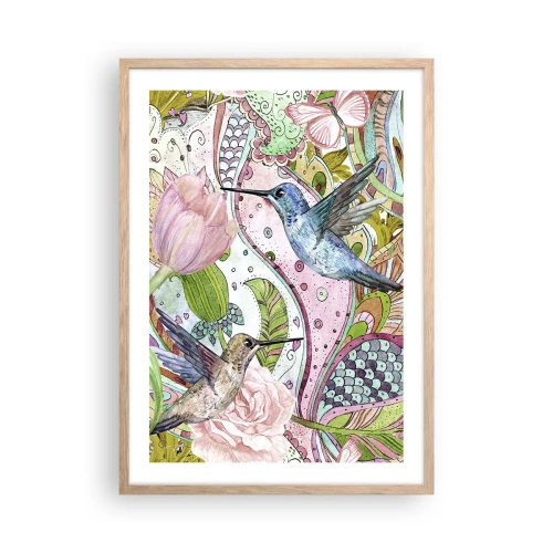 Plakat i ramme af lyst egetræ - Forviklet i vinstokkene - 50x70 cm