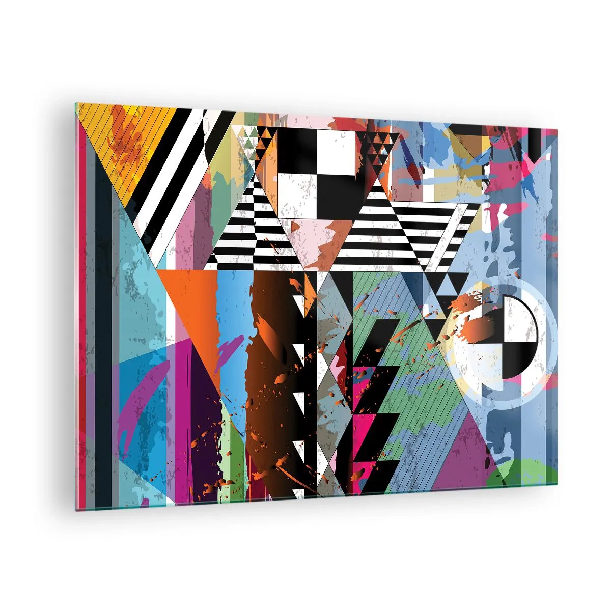 Billede på glas - Geometrisk abstraktion med en række forskellige former og farver - 70x50cm - Geometrisk og organisk - Moderne vægdekoration til stue og soveværelse ARTTOR