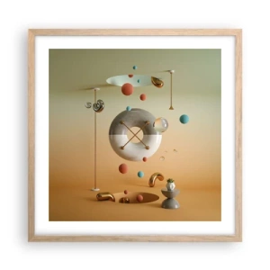 Plakat i ramme af lyst egetræ - Alt kan ske - 50x50 cm