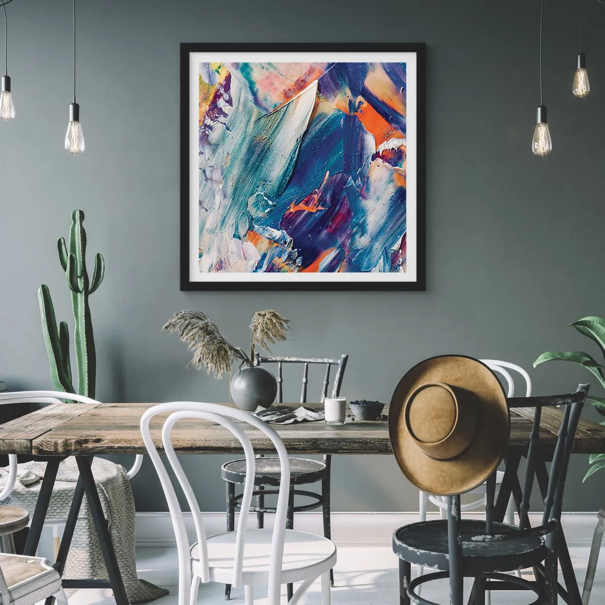 Plakat i sort ramme - Forvirring af farver - 60x60 cm