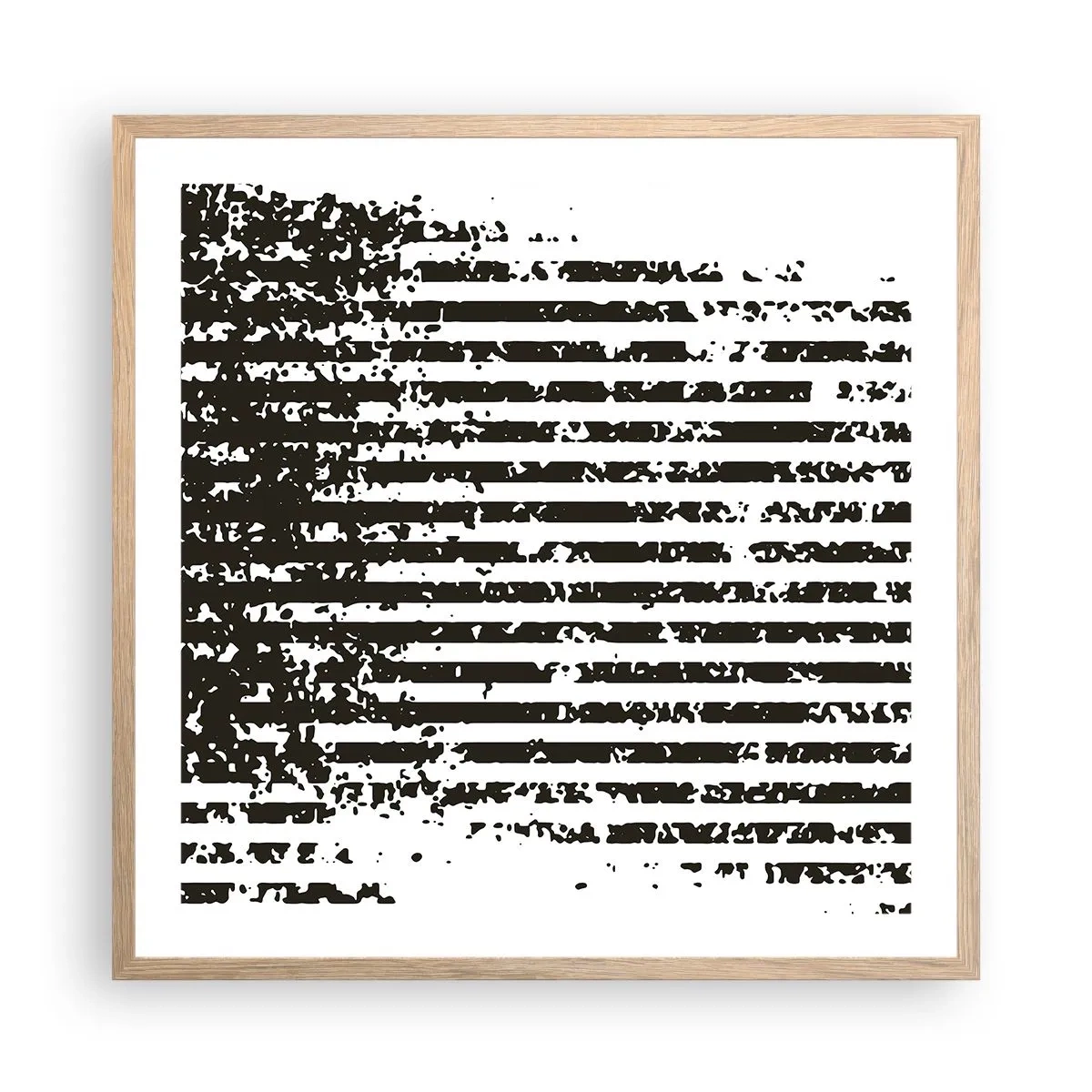 Plakat i ramme af lyst egetræ - Rytme og støj - 60x60 cm