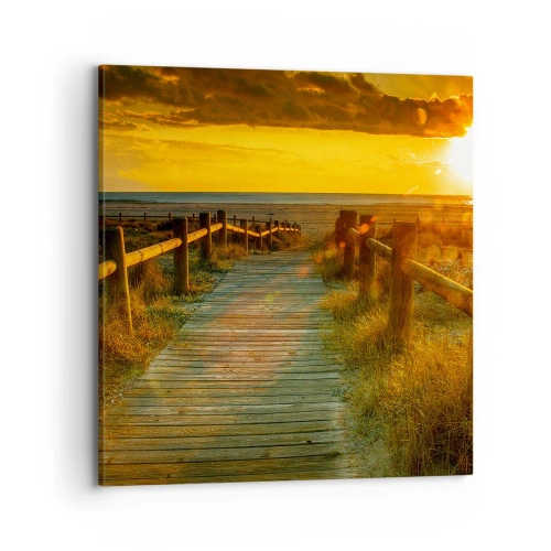 Lærredstryk - Billede på lærred - Badet i gammelt guld - 70x70 cm