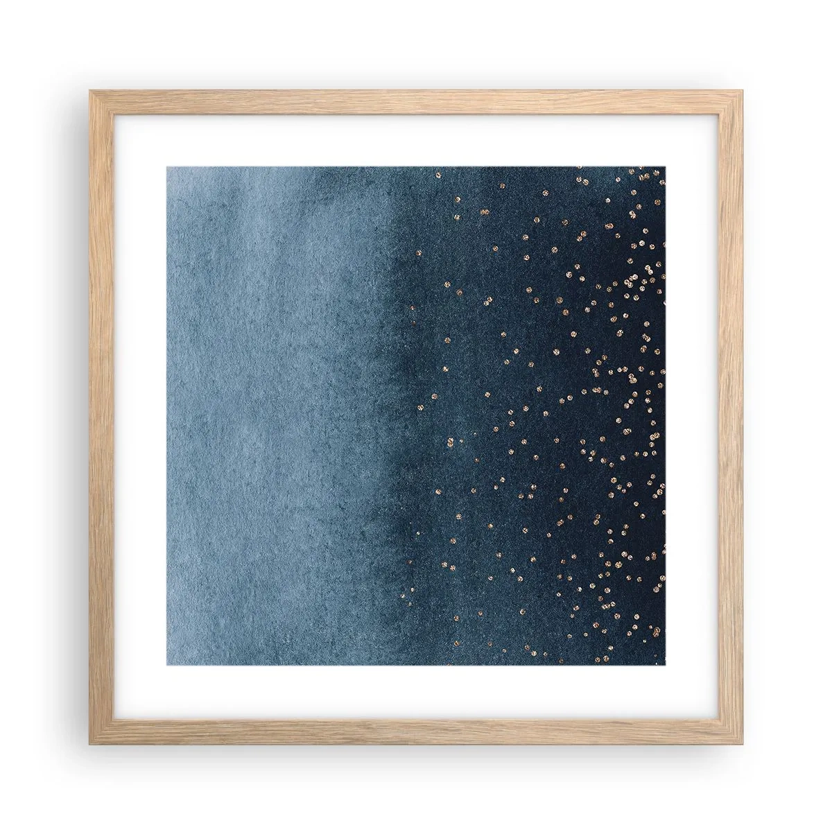 Plakat i ramme af lyst egetræ - Sammensætning - blå faser - 40x40 cm