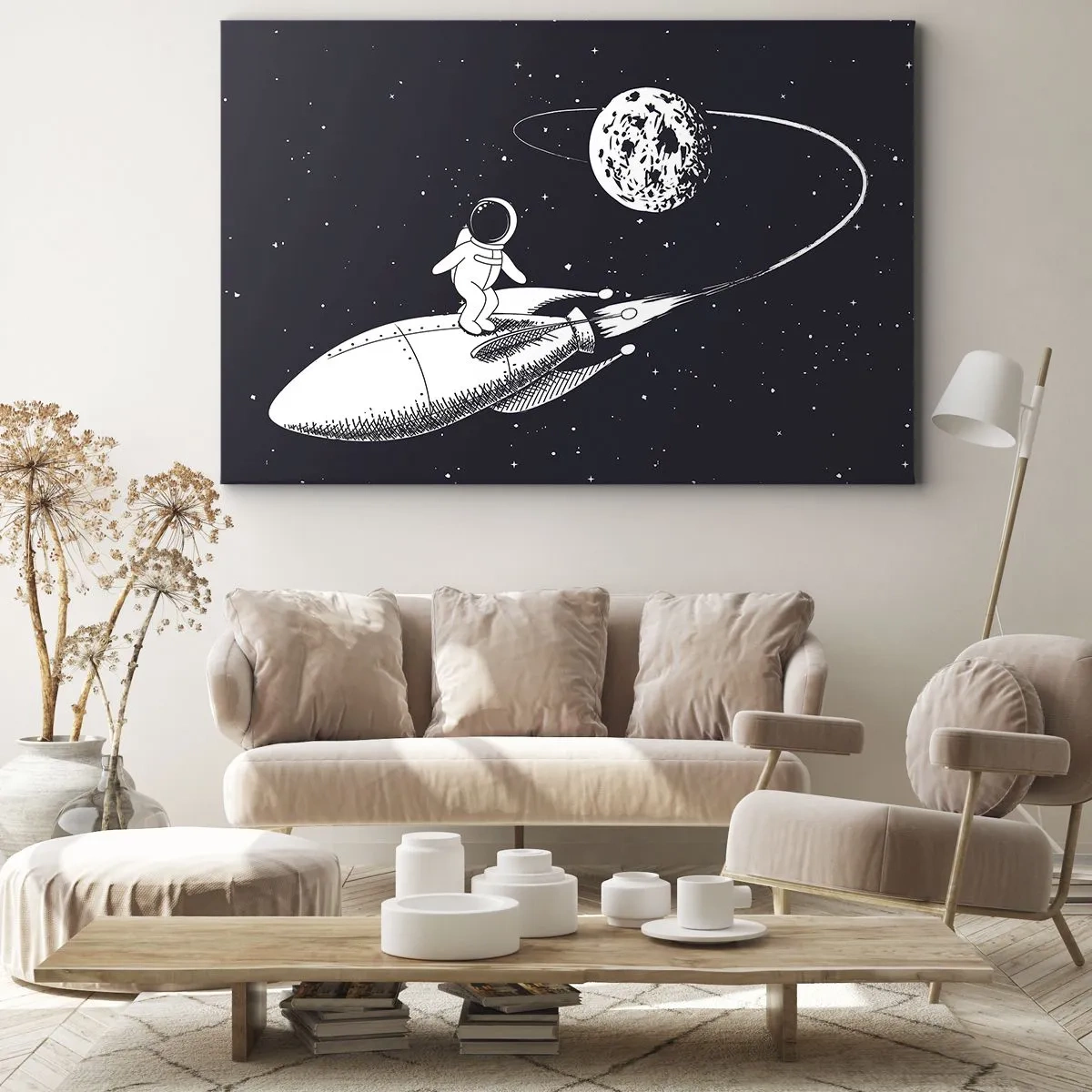 Lærredstryk - Billede på lærred - Space surfer - 70x50 cm