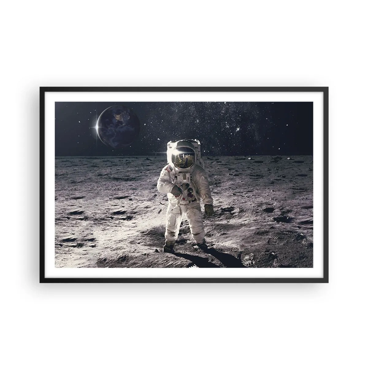 Plakat i sort ramme - Hilsner fra månen - 91x61 cm