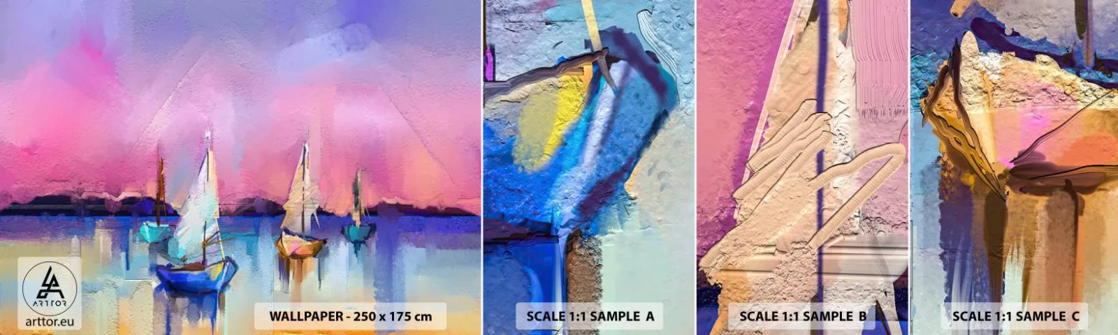 Prøve Fototapet Selvklæbende Deluxe Sticker - Retning: brede farvande - Landskab, Sø, Sejlbåd - 100x30 cm